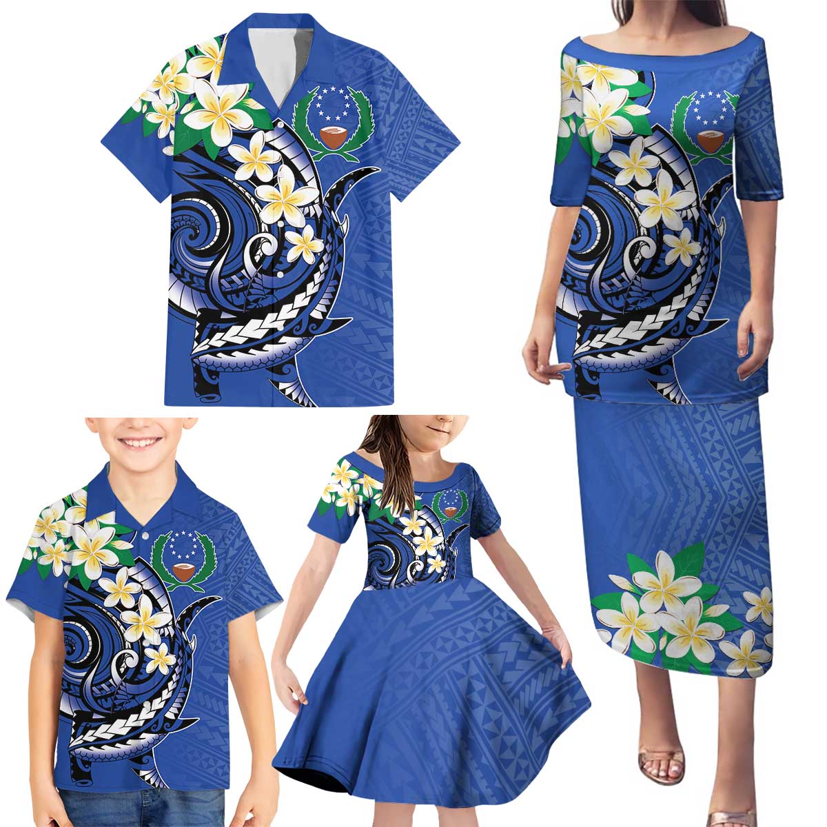 FSM Pohnpei Polynesian Shark Tattoo Personalised Family Matching Puletasi and Hawaiian Shirt LT9 - Polynesian Pride