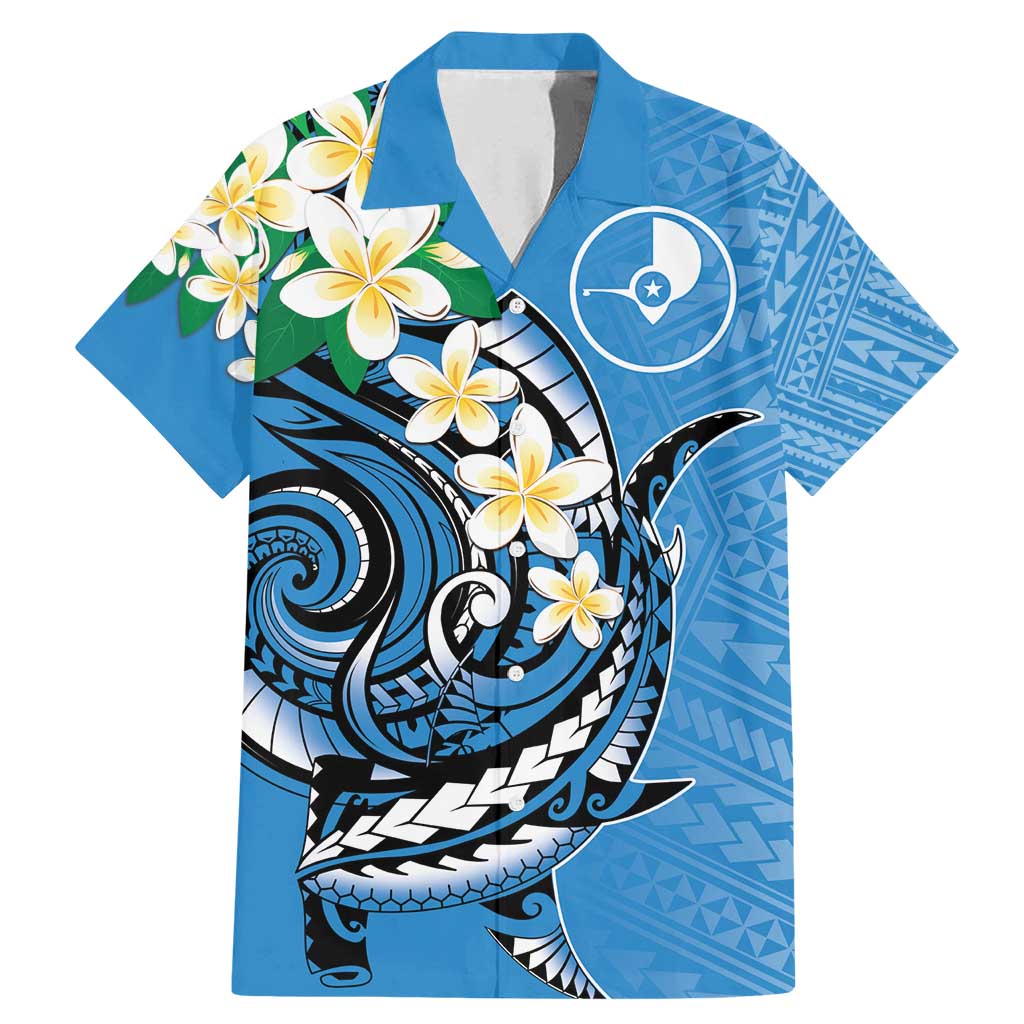 FSM Yap State Polynesian Shark Tattoo Personalised Family Matching Mermaid Dress and Hawaiian Shirt LT9 Dad's Shirt - Short Sleeve Blue - Polynesian Pride