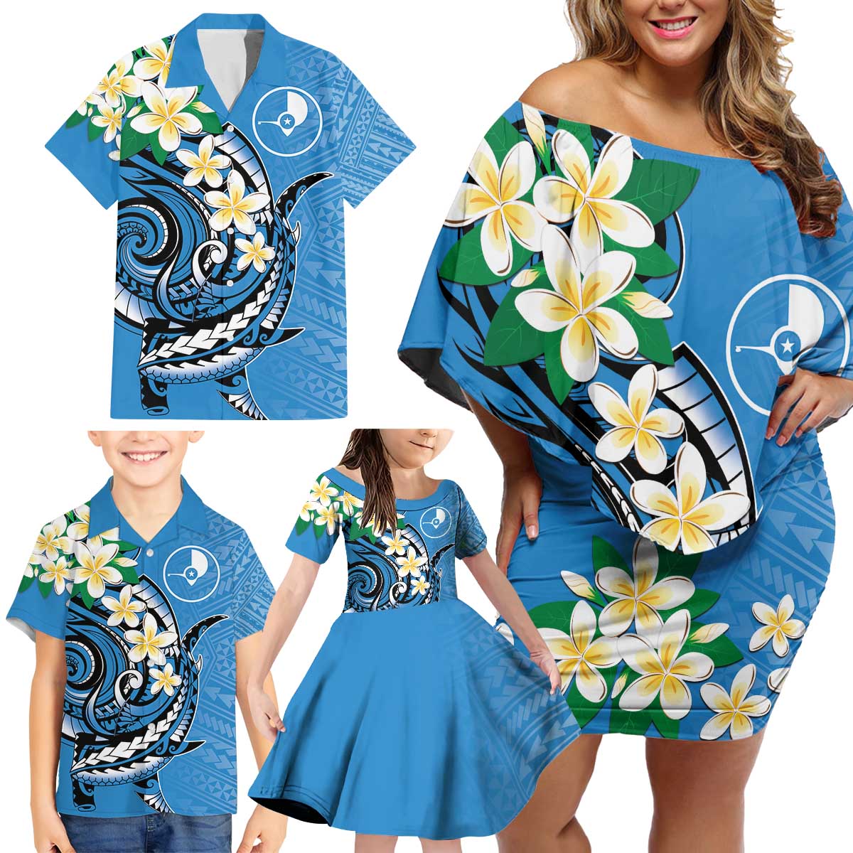FSM Yap State Polynesian Shark Tattoo Personalised Family Matching Off Shoulder Short Dress and Hawaiian Shirt LT9 - Polynesian Pride