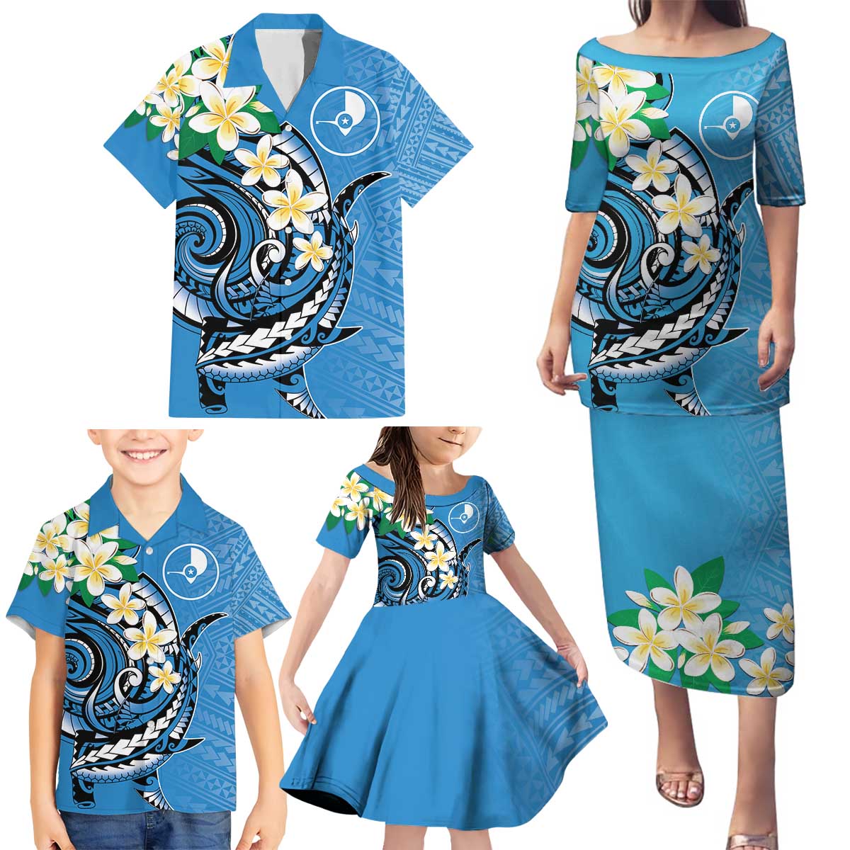 FSM Yap State Polynesian Shark Tattoo Personalised Family Matching Puletasi and Hawaiian Shirt LT9 - Polynesian Pride
