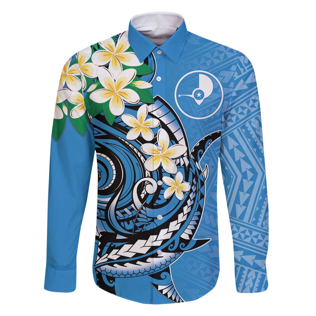FSM Yap State Polynesian Shark Tattoo Personalised Family Matching Summer Maxi Dress and Hawaiian Shirt LT9 Dad's Shirt - Long Sleeve Blue - Polynesian Pride