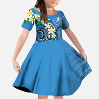 FSM Yap State Polynesian Shark Tattoo Personalised Kid Short Sleeve Dress