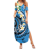 FSM Yap State Polynesian Shark Tattoo Personalised Summer Maxi Dress LT9 Women Blue - Polynesian Pride