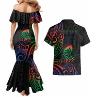 New Caledonia Polynesian Tatoo Personalised Couples Matching Mermaid Dress and Hawaiian Shirt LT9 - Polynesian Pride