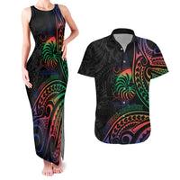 New Caledonia Polynesian Tatoo Personalised Couples Matching Tank Maxi Dress and Hawaiian Shirt LT9 Black - Polynesian Pride