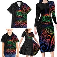 New Caledonia Polynesian Tatoo Personalised Family Matching Long Sleeve Bodycon Dress and Hawaiian Shirt LT9 - Polynesian Pride