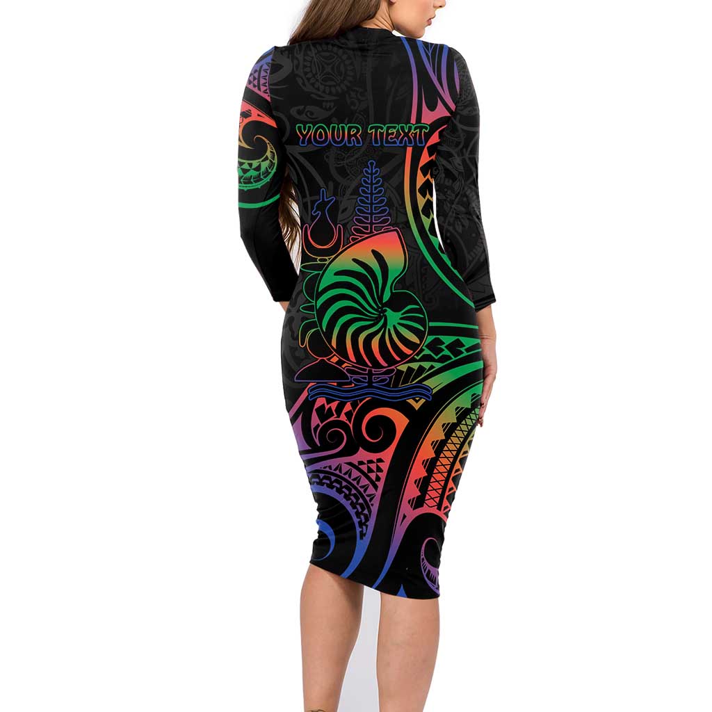New Caledonia Polynesian Tatoo Personalised Family Matching Long Sleeve Bodycon Dress and Hawaiian Shirt LT9 - Polynesian Pride