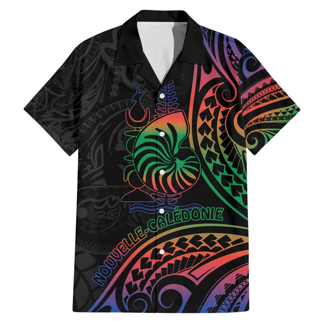 New Caledonia Polynesian Tatoo Personalised Family Matching Mermaid Dress and Hawaiian Shirt LT9 Dad's Shirt - Short Sleeve Black - Polynesian Pride