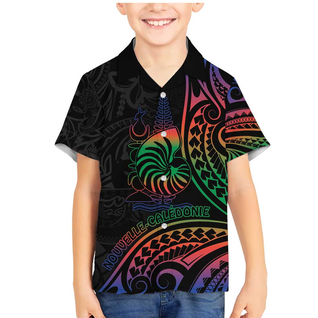 New Caledonia Polynesian Tatoo Personalised Family Matching Mermaid Dress and Hawaiian Shirt LT9 Son's Shirt Black - Polynesian Pride