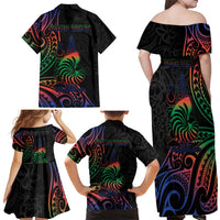 New Caledonia Polynesian Tatoo Personalised Family Matching Off Shoulder Maxi Dress and Hawaiian Shirt LT9 - Polynesian Pride