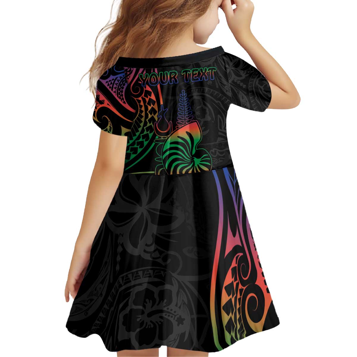 New Caledonia Polynesian Tatoo Personalised Family Matching Off Shoulder Short Dress and Hawaiian Shirt LT9 - Polynesian Pride