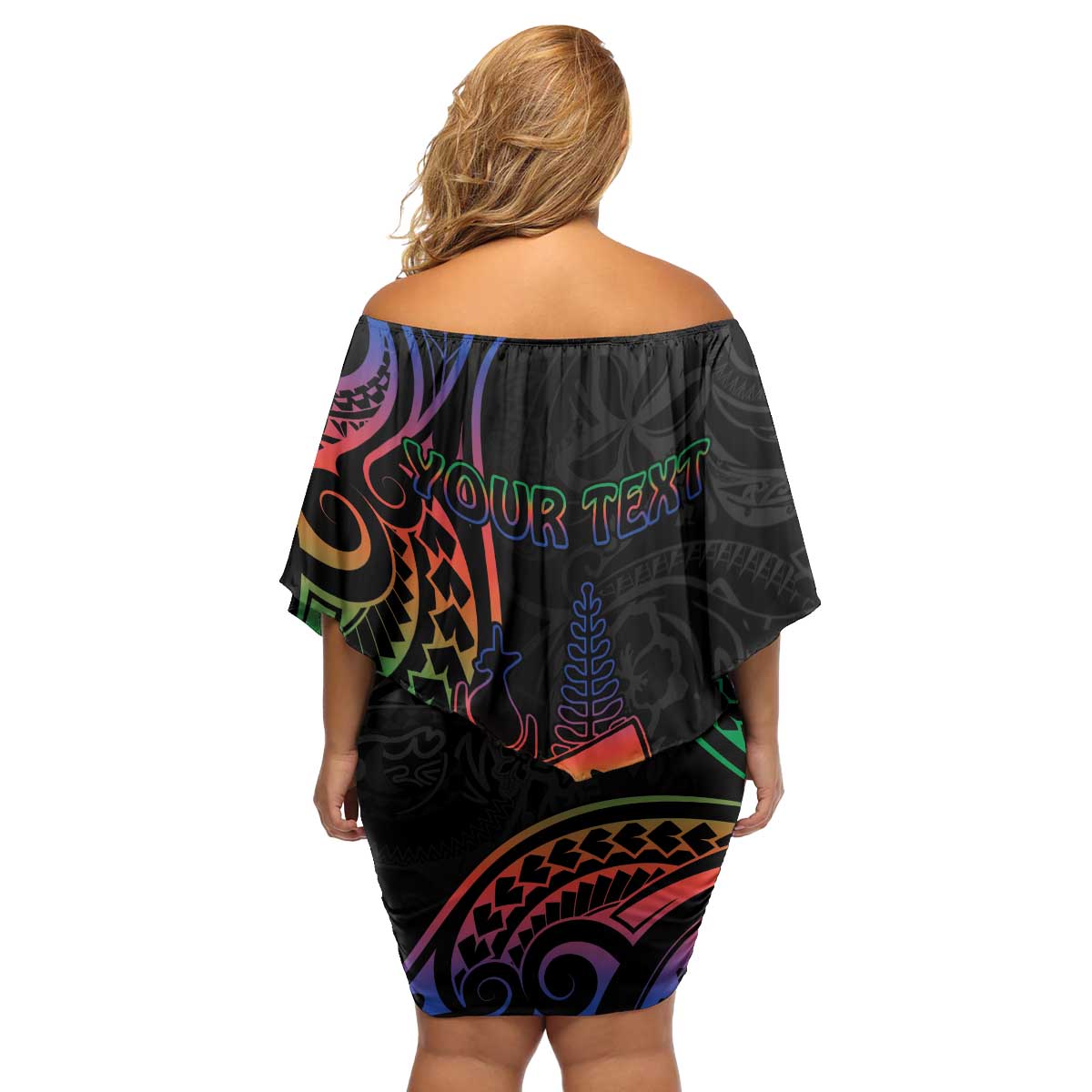 New Caledonia Polynesian Tatoo Personalised Family Matching Off Shoulder Short Dress and Hawaiian Shirt LT9 - Polynesian Pride