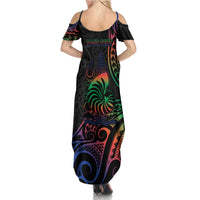 New Caledonia Polynesian Tatoo Personalised Family Matching Summer Maxi Dress and Hawaiian Shirt LT9 - Polynesian Pride