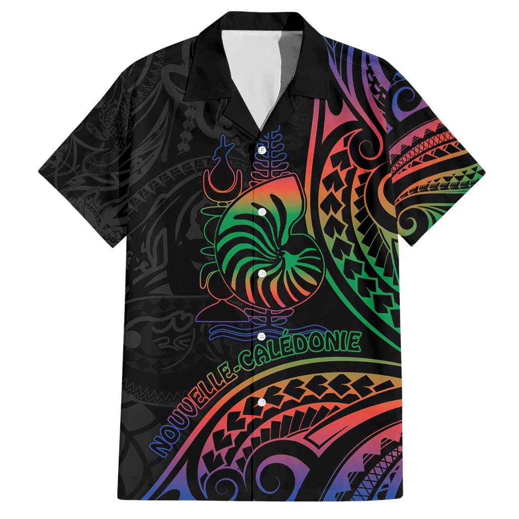 New Caledonia Polynesian Tatoo Personalised Hawaiian Shirt LT9 Black - Polynesian Pride