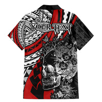 Personalised Polynesia Skull Family Matching Mermaid Dress and Hawaiian Shirt Tattoo In The Style Of Maori With Marine Life Red LT9 - Polynesian Pride