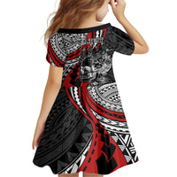 Personalised Polynesia Skull Family Matching Off Shoulder Maxi Dress and Hawaiian Shirt Tattoo In The Style Of Maori With Marine Life Red LT9 - Polynesian Pride