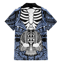 Personalised Polynesia Skull Family Matching Mermaid Dress and Hawaiian Shirt With Boars Tusk Blue Arty Vibe LT9 - Polynesian Pride