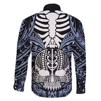 Personalised Polynesia Skull Family Matching Mermaid Dress and Hawaiian Shirt With Boars Tusk Blue Arty Vibe LT9 - Polynesian Pride