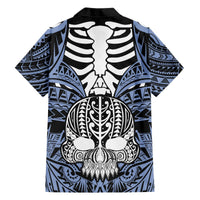 Personalised Polynesia Skull Hawaiian Shirt With Boars Tusk Blue Arty Vibe LT9 - Polynesian Pride