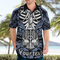 Personalised Polynesia Skull Hawaiian Shirt With Boars Tusk Blue Arty Vibe LT9 - Polynesian Pride