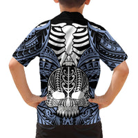 Personalised Polynesia Skull Hawaiian Shirt With Boars Tusk Blue Arty Vibe LT9 - Polynesian Pride