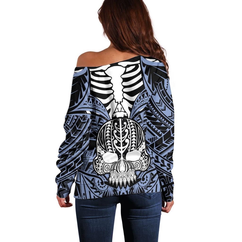 personalised-polynesia-skull-off-shoulder-sweater-with-boars-tusk-blue-arty-vibe