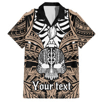 Personalised Polynesia Skull Family Matching Long Sleeve Bodycon Dress and Hawaiian Shirt With Boars Tusk Gold Arty Vibe LT9 Dad's Shirt - Short Sleeve Gold - Polynesian Pride