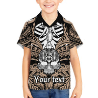 Personalised Polynesia Skull Family Matching Long Sleeve Bodycon Dress and Hawaiian Shirt With Boars Tusk Gold Arty Vibe LT9 Son's Shirt Gold - Polynesian Pride