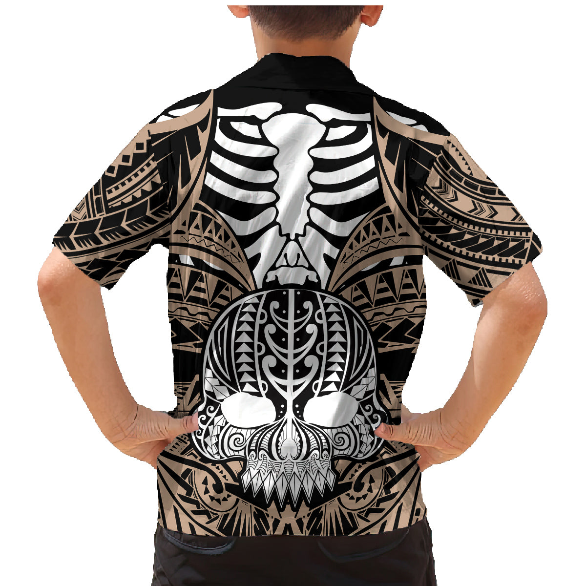 Personalised Polynesia Skull Family Matching Mermaid Dress and Hawaiian Shirt With Boars Tusk Gold Arty Vibe LT9 - Polynesian Pride