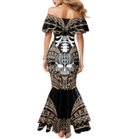 Personalised Polynesia Skull Family Matching Mermaid Dress and Hawaiian Shirt With Boars Tusk Gold Arty Vibe LT9 - Polynesian Pride