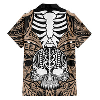 Personalised Polynesia Skull Family Matching Summer Maxi Dress and Hawaiian Shirt With Boars Tusk Gold Arty Vibe LT9 - Polynesian Pride
