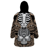 Personalised Polynesia Skull Wearable Blanket Hoodie With Boars Tusk Gold Arty Vibe LT9 - Polynesian Pride