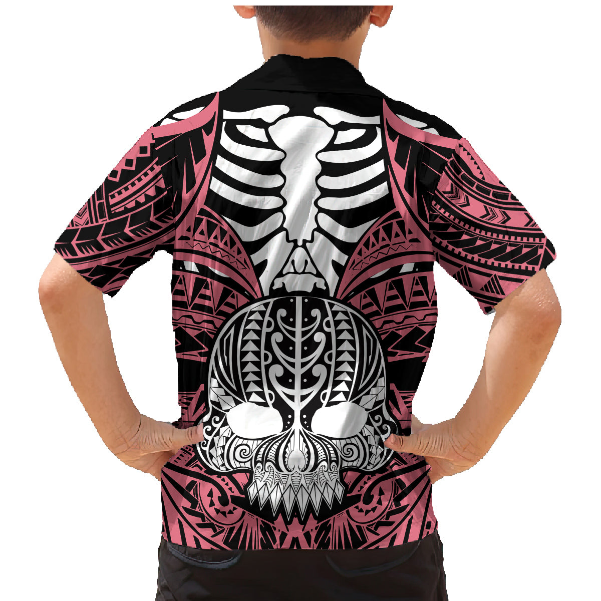 Personalised Polynesia Skull Family Matching Mermaid Dress and Hawaiian Shirt With Boars Tusk Pink Arty Vibe LT9 - Polynesian Pride