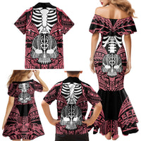 Personalised Polynesia Skull Family Matching Mermaid Dress and Hawaiian Shirt With Boars Tusk Pink Arty Vibe LT9 - Polynesian Pride