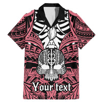 Personalised Polynesia Skull Family Matching Mermaid Dress and Hawaiian Shirt With Boars Tusk Pink Arty Vibe LT9 Dad's Shirt - Short Sleeve Pink - Polynesian Pride