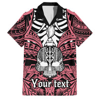 Personalised Polynesia Skull Family Matching Short Sleeve Bodycon Dress and Hawaiian Shirt With Boars Tusk Pink Arty Vibe LT9 Dad's Shirt - Short Sleeve Pink - Polynesian Pride