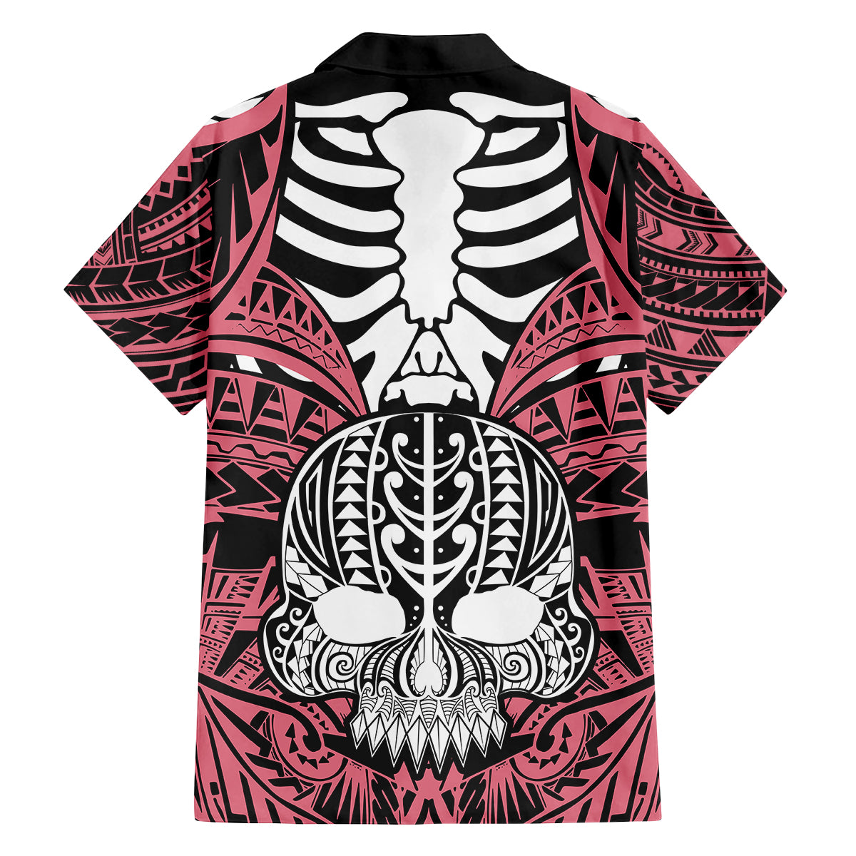 Personalised Polynesia Skull Family Matching Tank Maxi Dress and Hawaiian Shirt With Boars Tusk Pink Arty Vibe LT9 - Polynesian Pride
