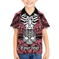 Personalised Polynesia Skull Family Matching Tank Maxi Dress and Hawaiian Shirt With Boars Tusk Pink Arty Vibe LT9 Son's Shirt Pink - Polynesian Pride