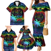 Fiji LGBT Family Matching Mermaid Dress and Hawaiian Shirt Love Is Love Tapa Pattern Rainbow Water Color LT9 - Polynesian Pride