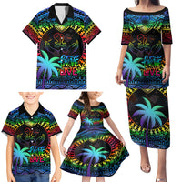 Fiji LGBT Family Matching Puletasi Dress and Hawaiian Shirt Love Is Love Tapa Pattern Rainbow Water Color LT9 - Polynesian Pride