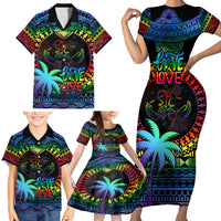 Fiji LGBT Family Matching Short Sleeve Bodycon Dress and Hawaiian Shirt Love Is Love Tapa Pattern Rainbow Water Color LT9 - Polynesian Pride