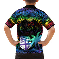 Fiji LGBT Family Matching Summer Maxi Dress and Hawaiian Shirt Love Is Love Tapa Pattern Rainbow Water Color LT9 - Polynesian Pride