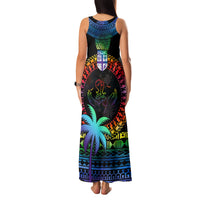 Fiji LGBT Family Matching Tank Maxi Dress and Hawaiian Shirt Love Is Love Tapa Pattern Rainbow Water Color LT9 - Polynesian Pride