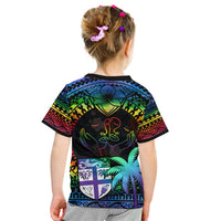 Fiji LGBT Kid T Shirt Love Is Love Tapa Pattern Rainbow Water Color LT9 - Polynesian Pride
