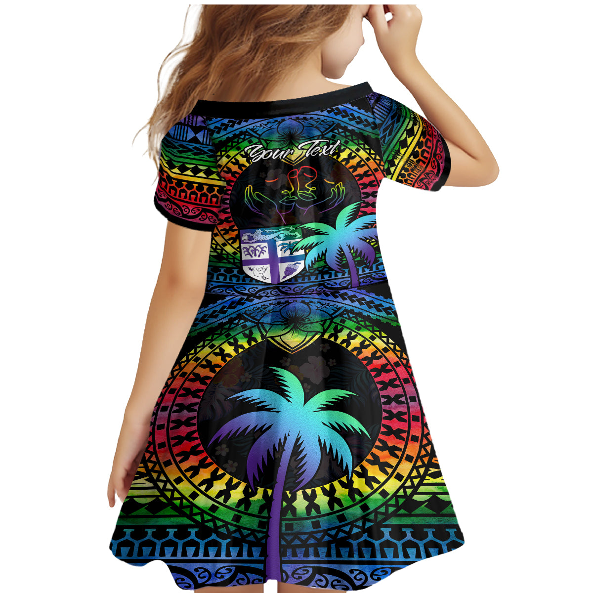 Personalised Fiji LGBT Family Matching Mermaid Dress and Hawaiian Shirt Love Is Love Tapa Pattern Rainbow Water Color LT9 - Polynesian Pride