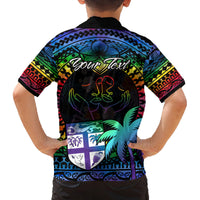 Personalised Fiji LGBT Family Matching Off Shoulder Maxi Dress and Hawaiian Shirt Love Is Love Tapa Pattern Rainbow Water Color LT9 - Polynesian Pride