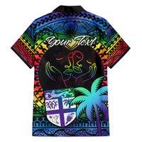 Personalised Fiji LGBT Family Matching Off Shoulder Maxi Dress and Hawaiian Shirt Love Is Love Tapa Pattern Rainbow Water Color LT9 - Polynesian Pride
