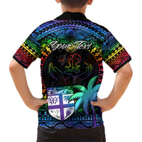 Personalised Fiji LGBT Family Matching Short Sleeve Bodycon Dress and Hawaiian Shirt Love Is Love Tapa Pattern Rainbow Water Color LT9 - Polynesian Pride
