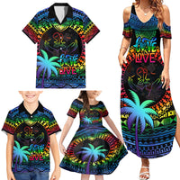 Personalised Fiji LGBT Family Matching Summer Maxi Dress and Hawaiian Shirt Love Is Love Tapa Pattern Rainbow Water Color LT9 - Polynesian Pride