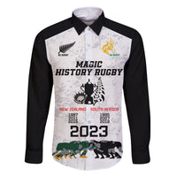 New Zealand South Africa Rugby Family Matching Off Shoulder Maxi Dress and Hawaiian Shirt History Commemorative World Cup Winners Unique LT9 Dad's Shirt - Long Sleeve White - Polynesian Pride